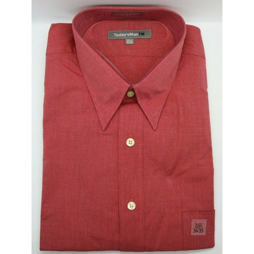 Mens Classic-Fit Red Dress Shirt 16.5 34/35